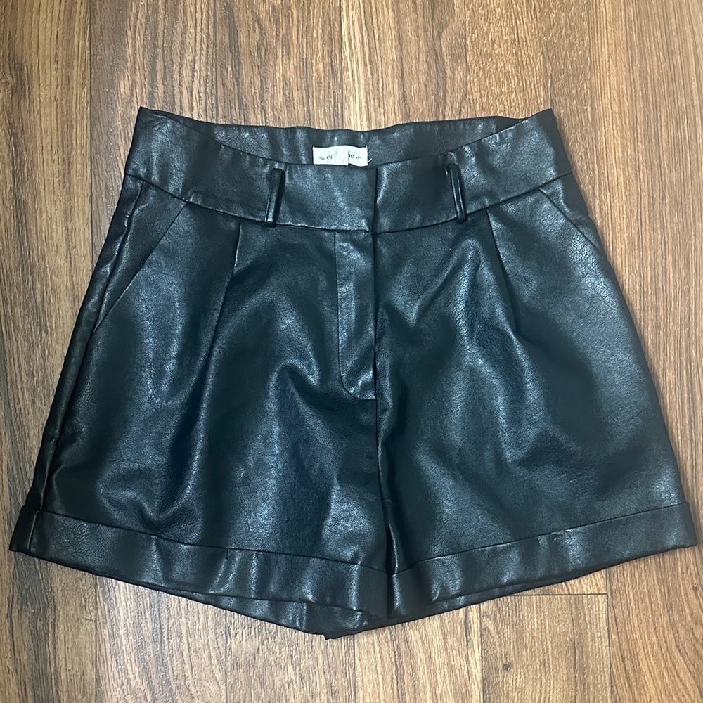 Eesome Black High Waist Faux Leather Shorts